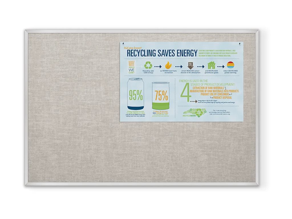 MooreCo bulletin board - 48 in x 48 in - sterling