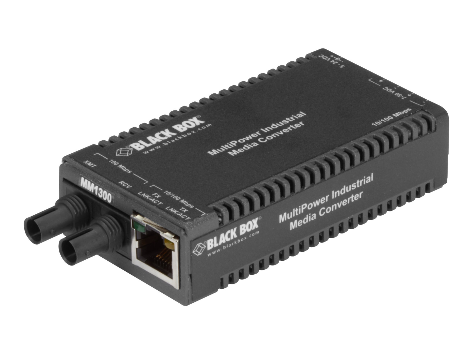 Black Box Multi-Power Miniature Industrial Media Converter - fiber media co