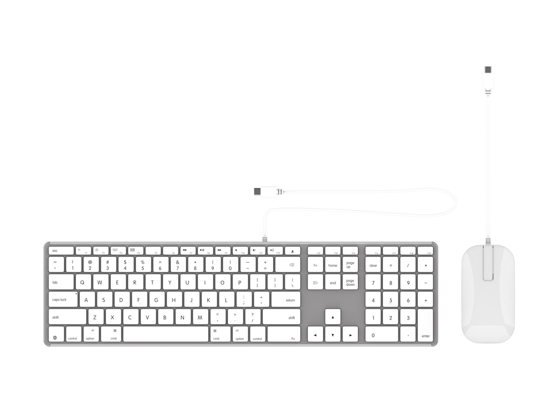 ZAGG Education - keyboard and mouse set full size - QWERTY - silver, white Input Device