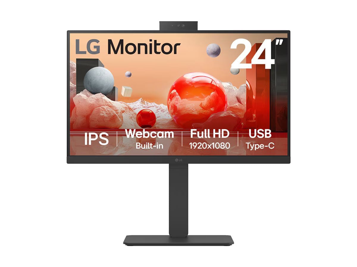 LG 24BA850-B 24" Class Webcam Full HD LCD Monitor - 16:9 - Matte Black