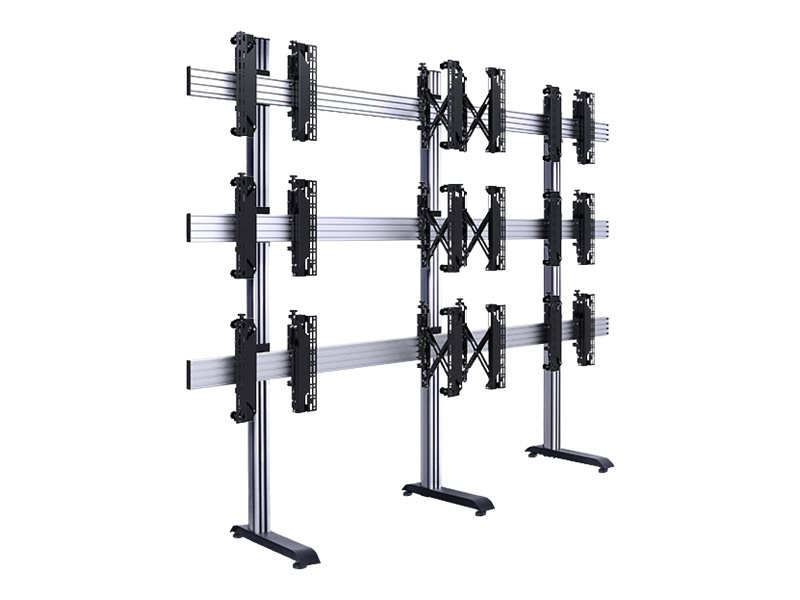 B-TECH System X BT8370 stand - for 3x3 video wall - black with black column