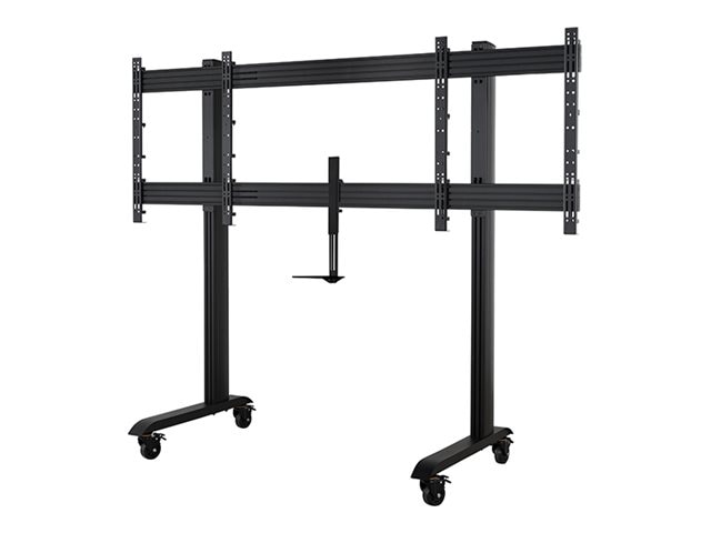 B-TECH System X BT8517 cart - for 2 flat panels - XL twin screen VC trolley - black