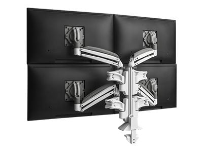 Chief KX Low-Profile Quad Monitor Arm Desk Mount - For 10-32 inch Displays - VESA Desk Mount - White