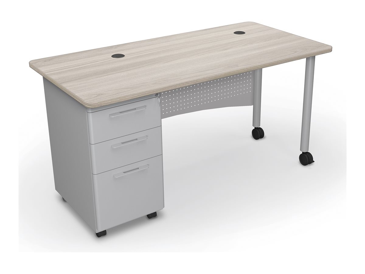 MooreCo Avid Modular Desk System - return desk - rectangular with rounded corners - gray elm