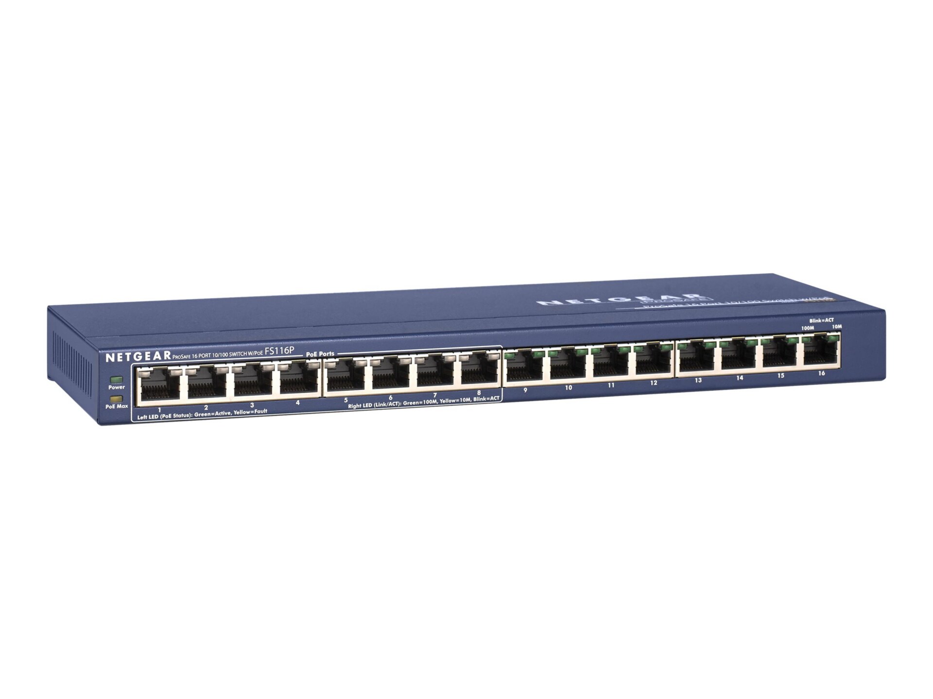 NETGEAR 16-Port Fast Ethernet Unmanaged Switch, 70w 8xPoE (FS116PNA)