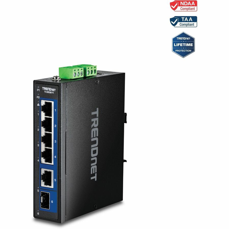 TRENDnet 6-Port Industrial 2.5G DIN-Rail Switch with 1 x 10G Port