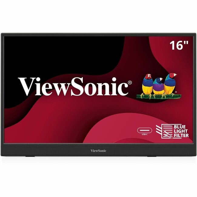 ViewSonic VA1653 - 1080p Portable IPS Monitor with USB-C, Mini HDMI, Built-In Stand - 250 cd/m² - 15.6"
