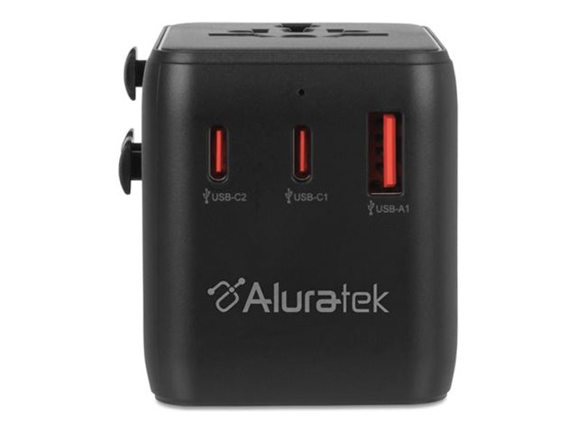 Aluratek power adapter - universal - 2 x USB-C, USB Type A - 20 Watt