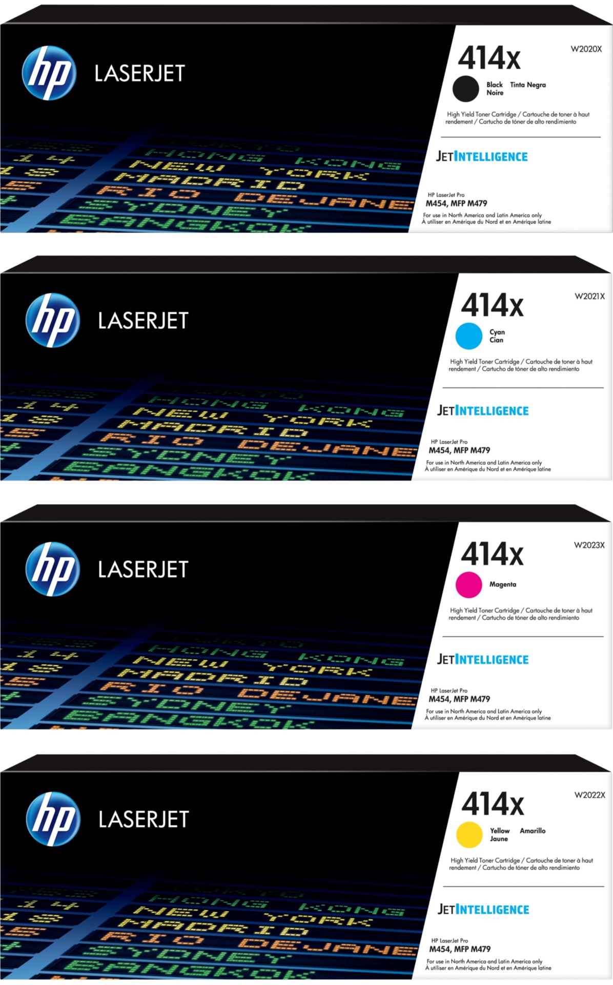 HP - 414X Black/Cyan/Magenta/Yellow High Yield Original LaserJet Toner Cart
