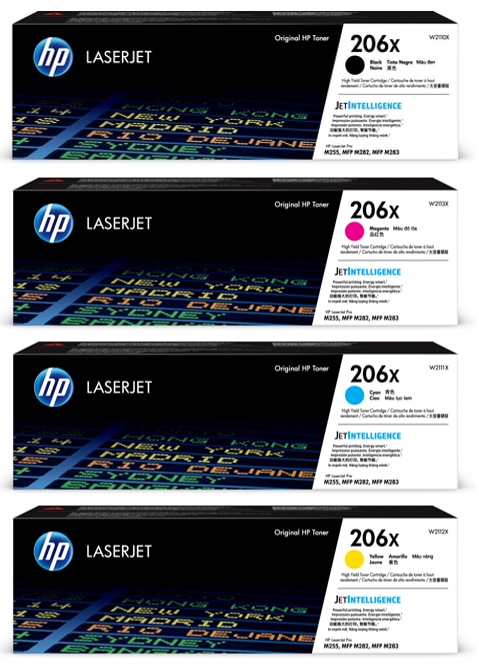 HP - 206A Black/Cyan/Magenta/Yellow Standard Yield Original LaserJet Toner Cartridges, 4-Pack Bundle