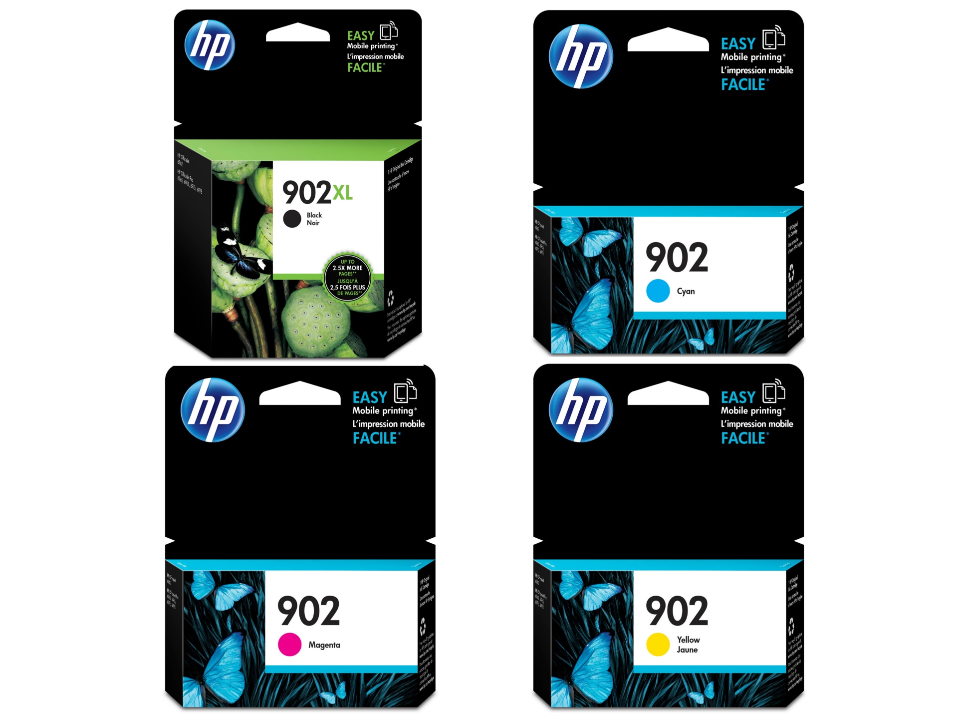 HP - 902XL Black High Yield / 902 Cyan/Yellow/Magenta Standard  Original In