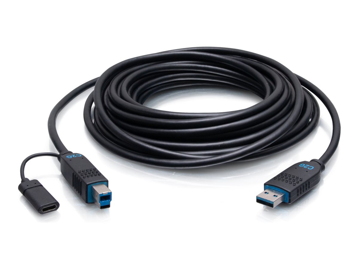 C2G 75ft (22.8m) C2G Performance Series USB-A Male to USB-B Male Active Optical Cable (AOC) - 3.2 Gen 2 (10Gbps) Plenum