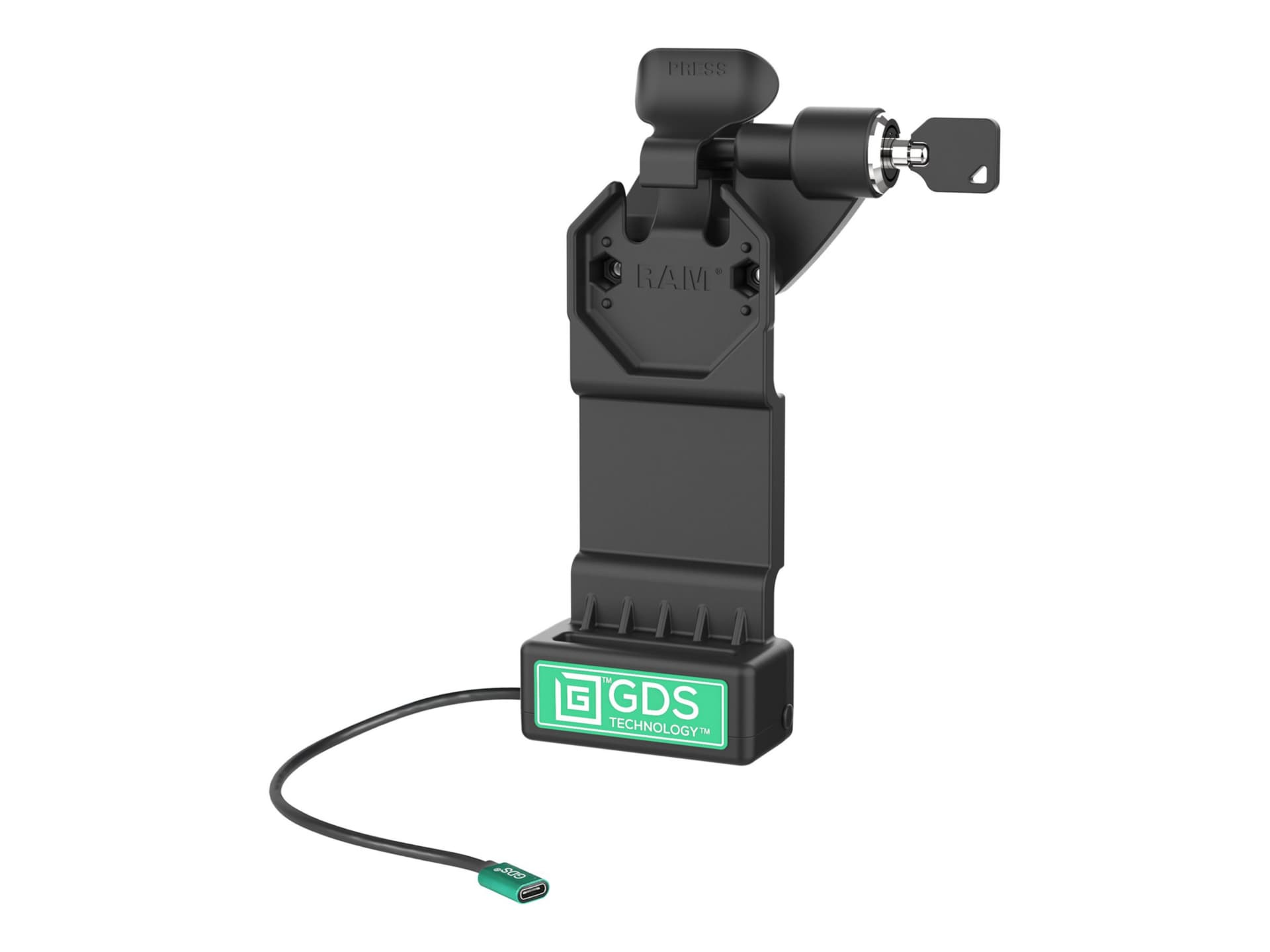 RAM GDS Uni-Conn car charging holder - right locking - Pogo - 15 Watt