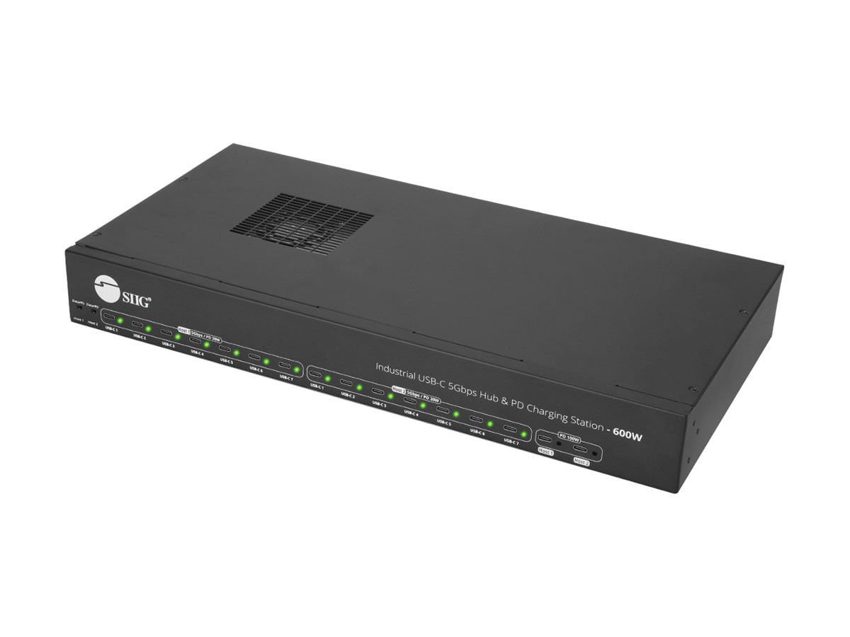 SIIG - hub - 600W, industrial, PD charging station with 5Gbps USB - 16 port