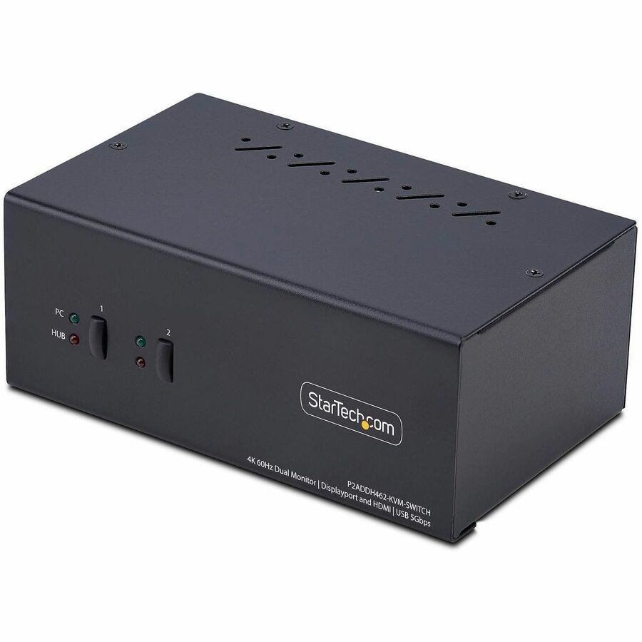 StarTech.com 2-Port Dual-Monitor DisplayPort and HDMI KVM Switch, 4K 60Hz,