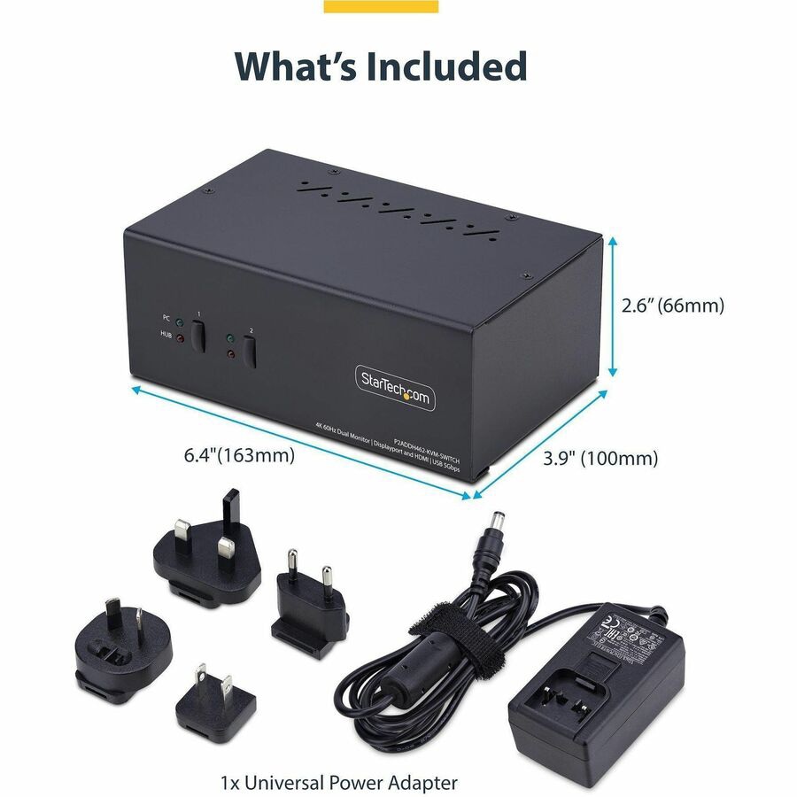 StarTech 2-Port Dual-Monitor DisplayPort and HDMI KVM Switch - Thumbnail 3