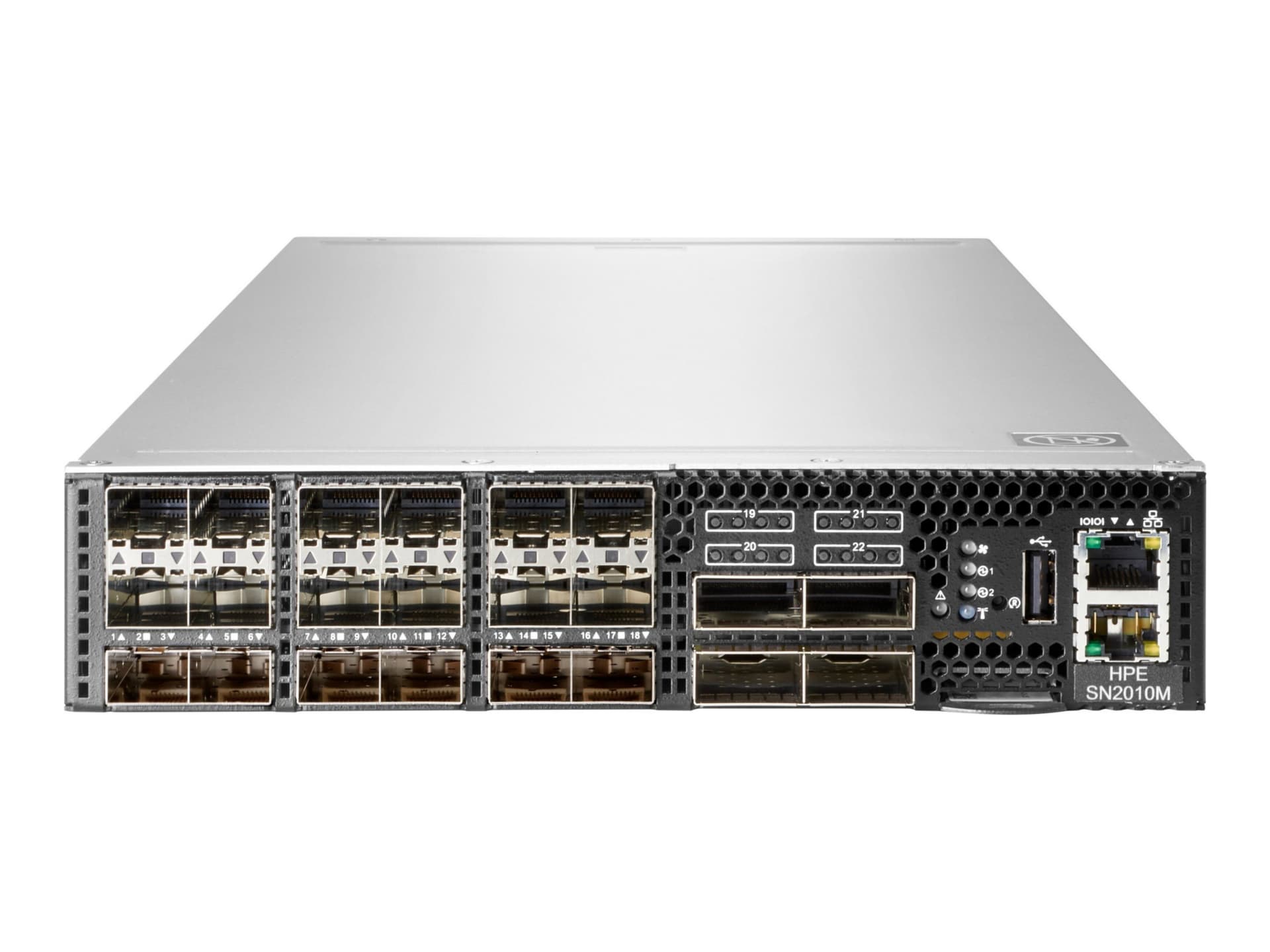 HPE SN2010M 25GbE 18SFP28 4QSFP28 Switch - M-Series - switch - half width - 18 ports - managed - rack-mountable