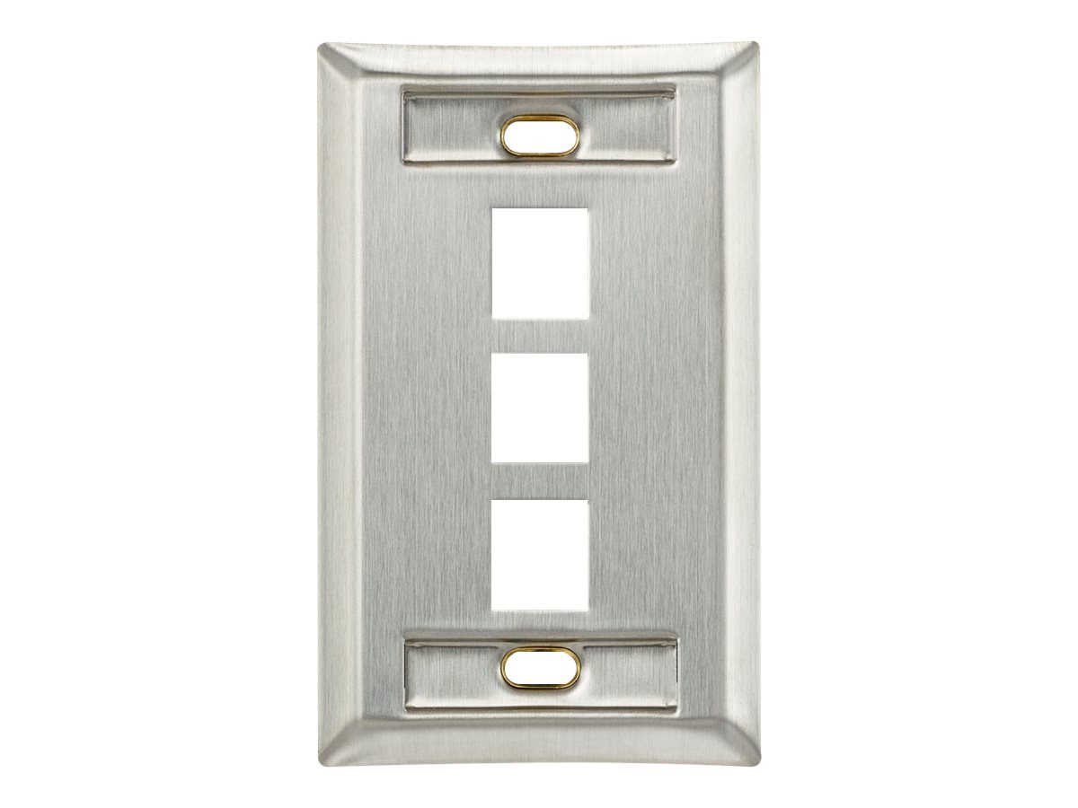 Leviton QuickPort Stainless Steel Wallplate with Designation Windows - wall