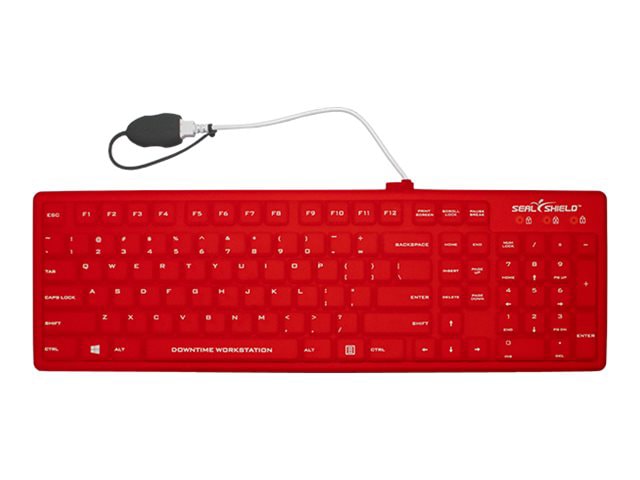 Seal Shield Seal Silk Pro - keyboard - waterproof, fully sealed silicone full size - QWERTY - US English - red Input