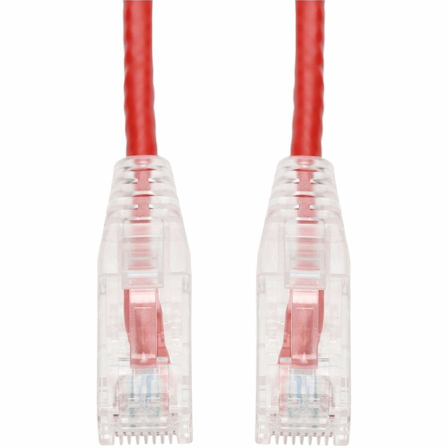 Proline 8in Red CAT 6 Slim PVC Ethernet Cable Snagless Clear-Claw RJ-45 M/M