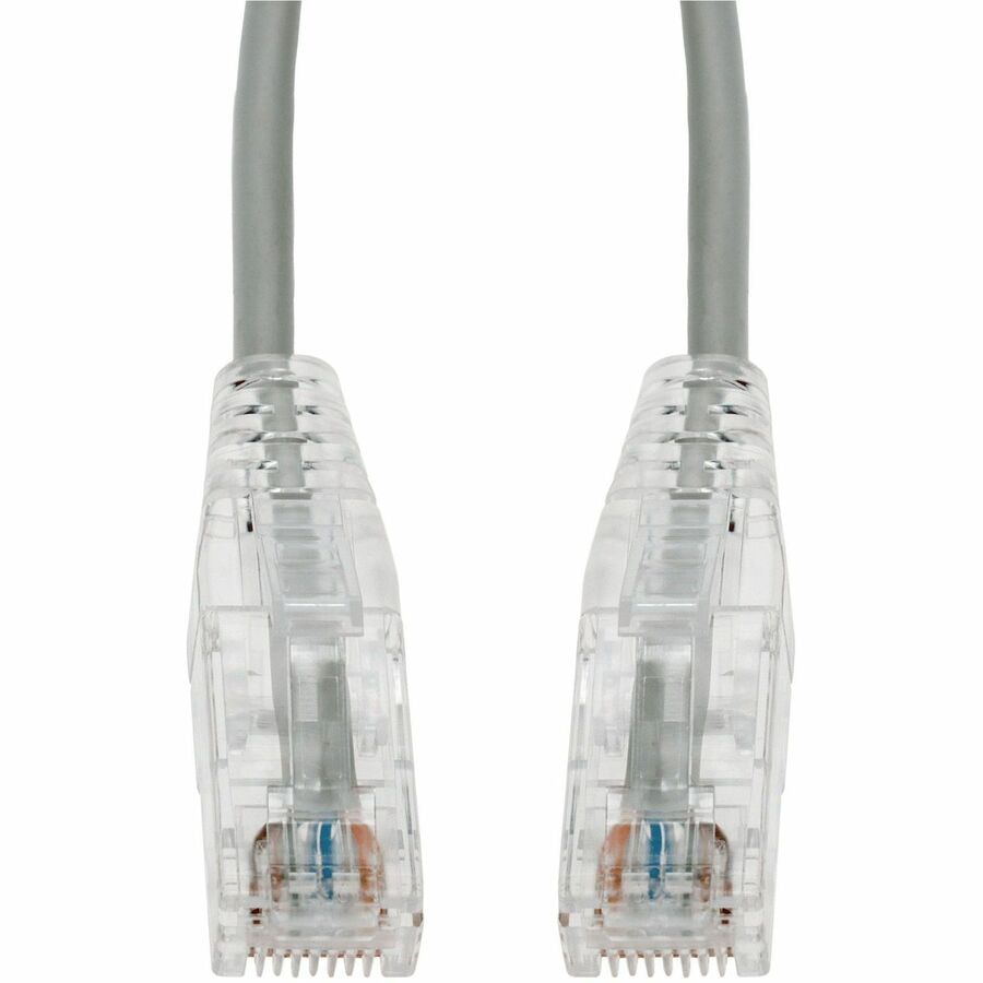 Proline 8in Gray CAT 6 Slim PVC Ethernet Cable Snagless Clear-Claw RJ-45 M/M