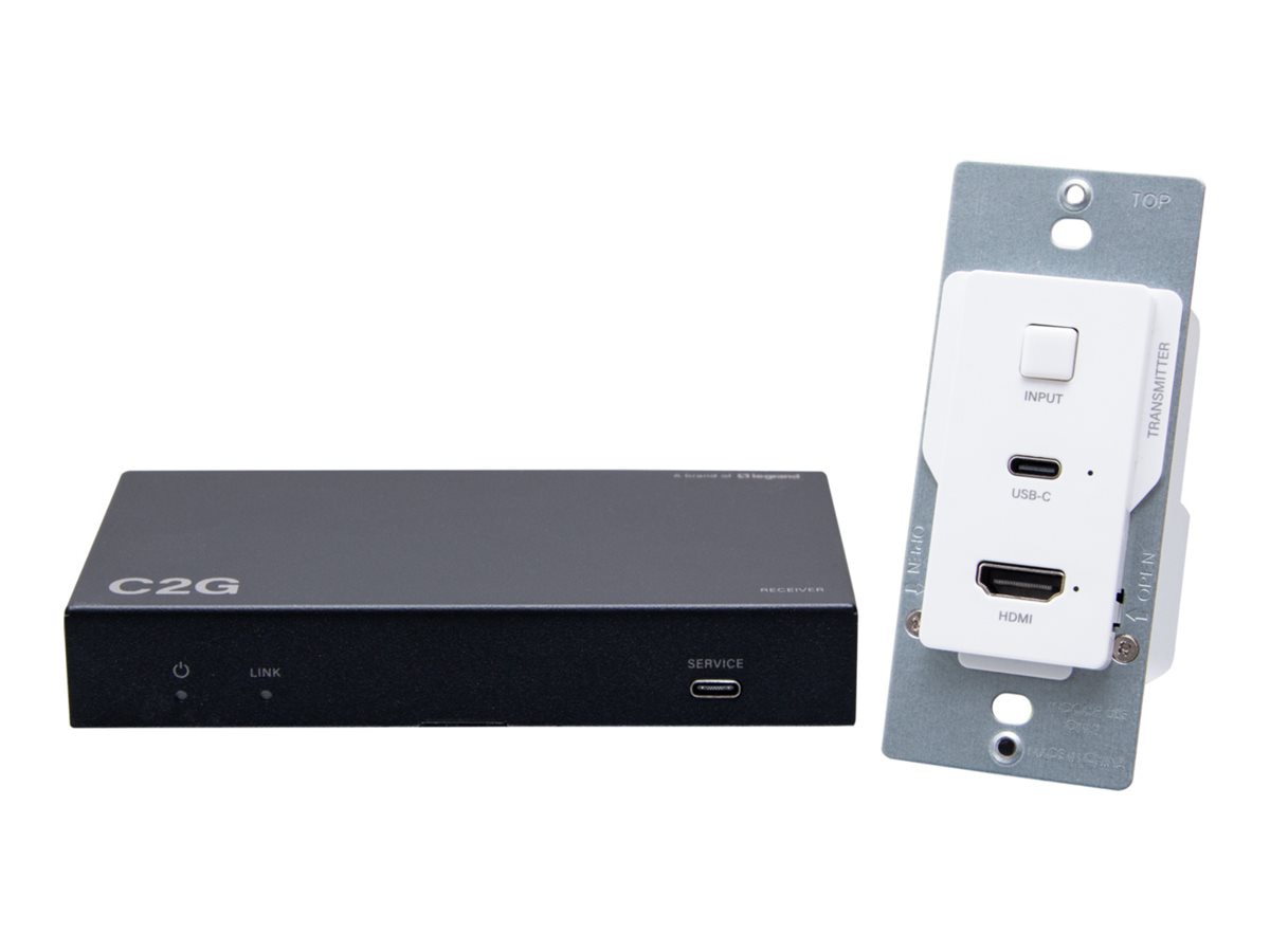 C2G HDMI HDBaseT + USB-C Data and Video over Cat Extender Wall Plate Transm