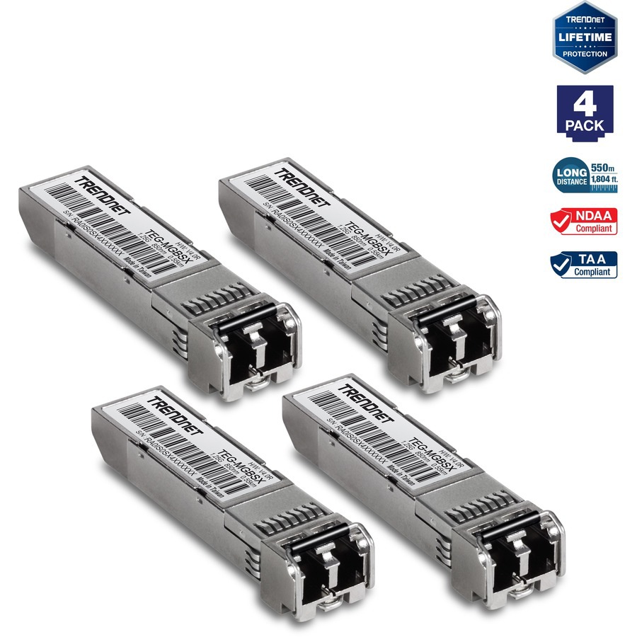 TRENDnet TEG-MGBSX/4; 4-Pack SFP Multi-Mode LC Module (550m)