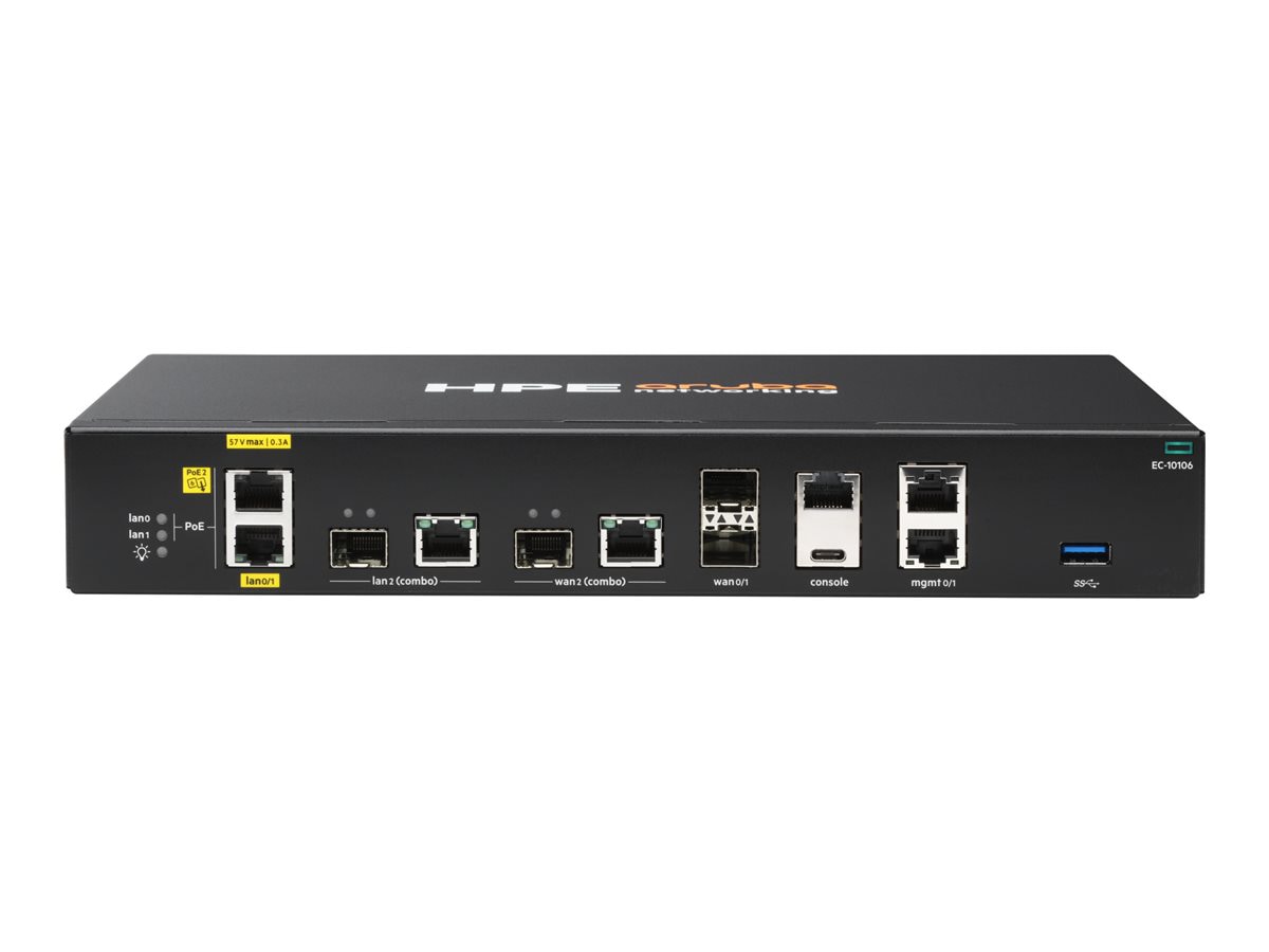 HPE Aruba Networking EdgeConnect 10106 SD-WAN Gateway - SD-WAN gateway - support for 1G/10G Fiber connectivity, flexible