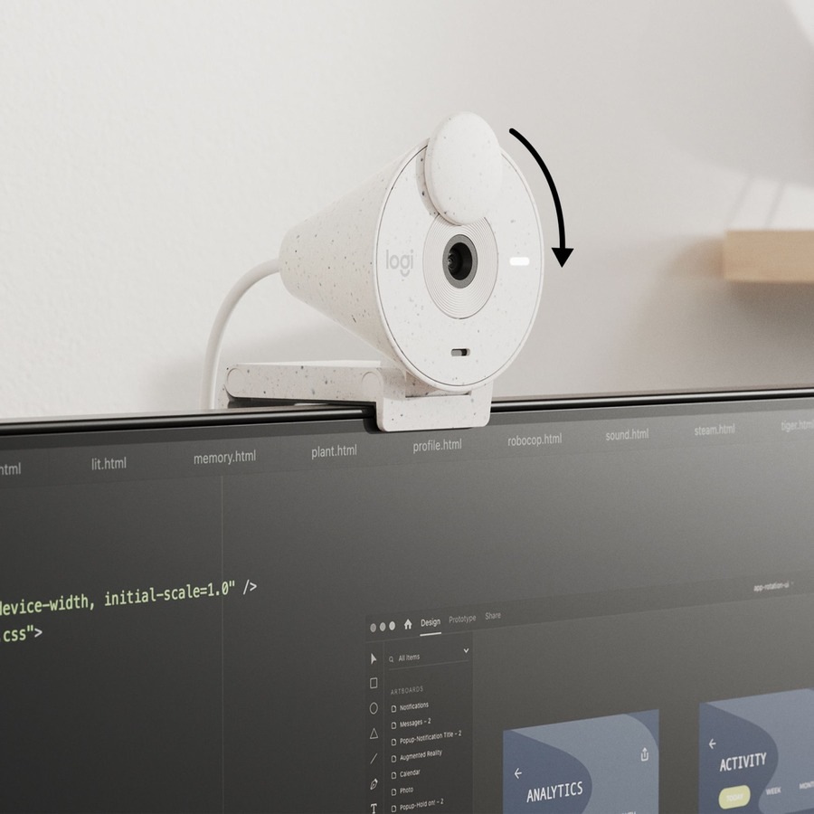Thumbnail 6 of 9 for Logitech BRIO Webcam - 2 Megapixel - 30 fps - Off White - USB Type C - Retail