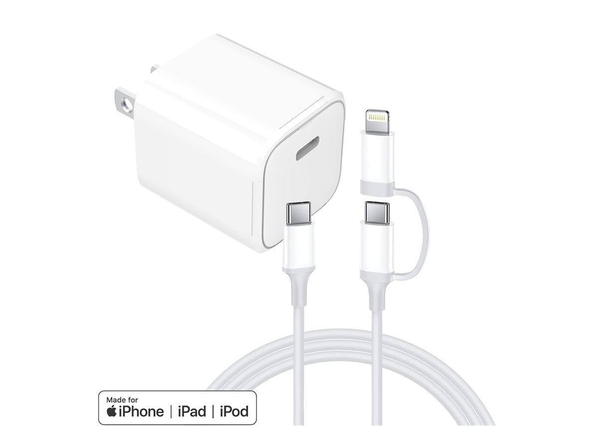 4XEM power adapter - 24 pin USB-C - 35 Watt - MFI Certified - with USB-C to