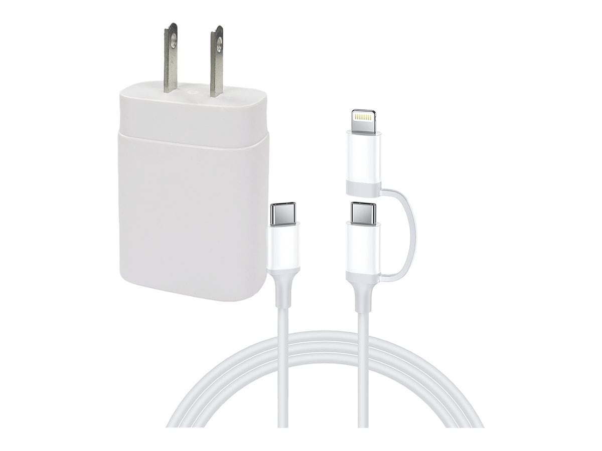 4XEM power adapter - 24 pin USB-C - 25 Watt - MFI Certified - with USB-C to