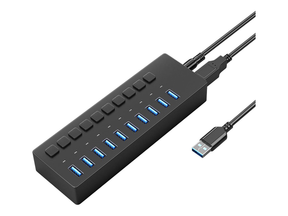 4XEM - hub - power switch, data transfer - 10 ports