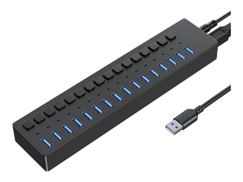 4XEM - hub - power switch, data transfer - 16 ports