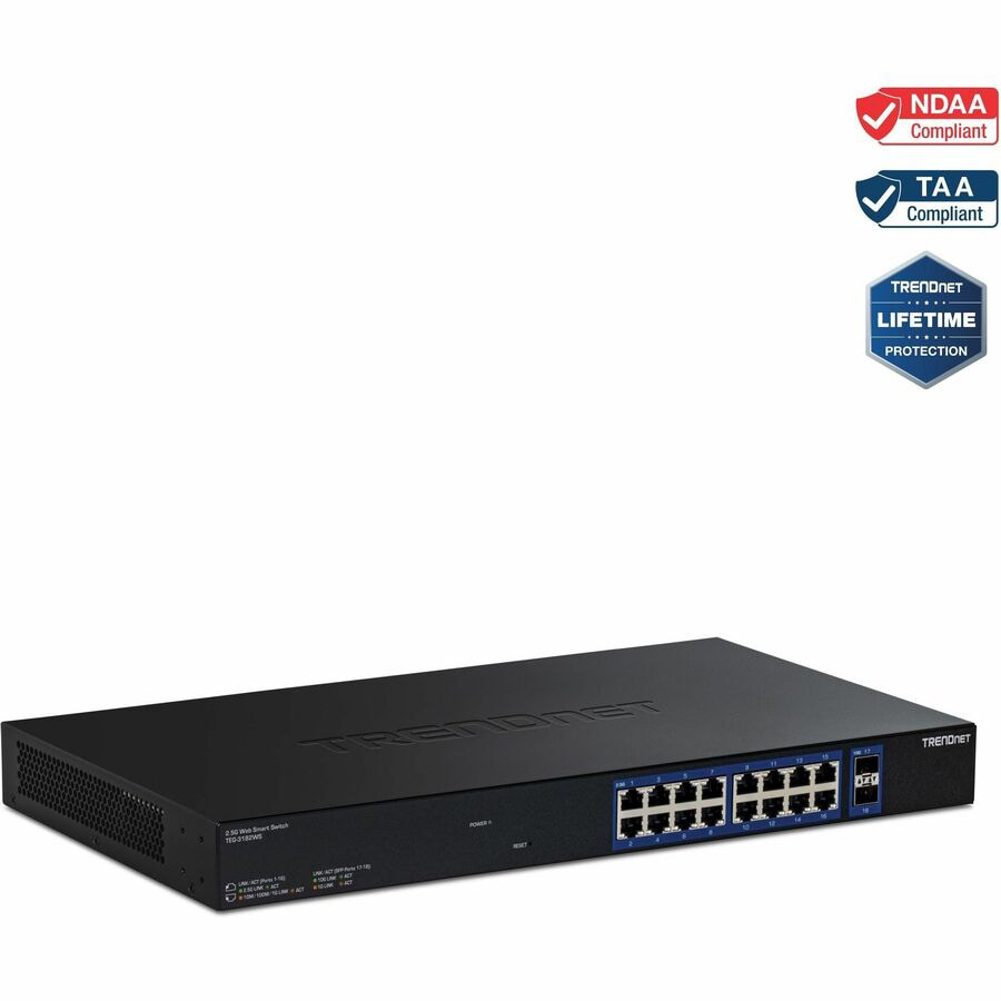 TRENDnet 18-Port Multi-Gig Web Smart Switch, TEG-3182WS, 16 x 2.5Gb Ports,