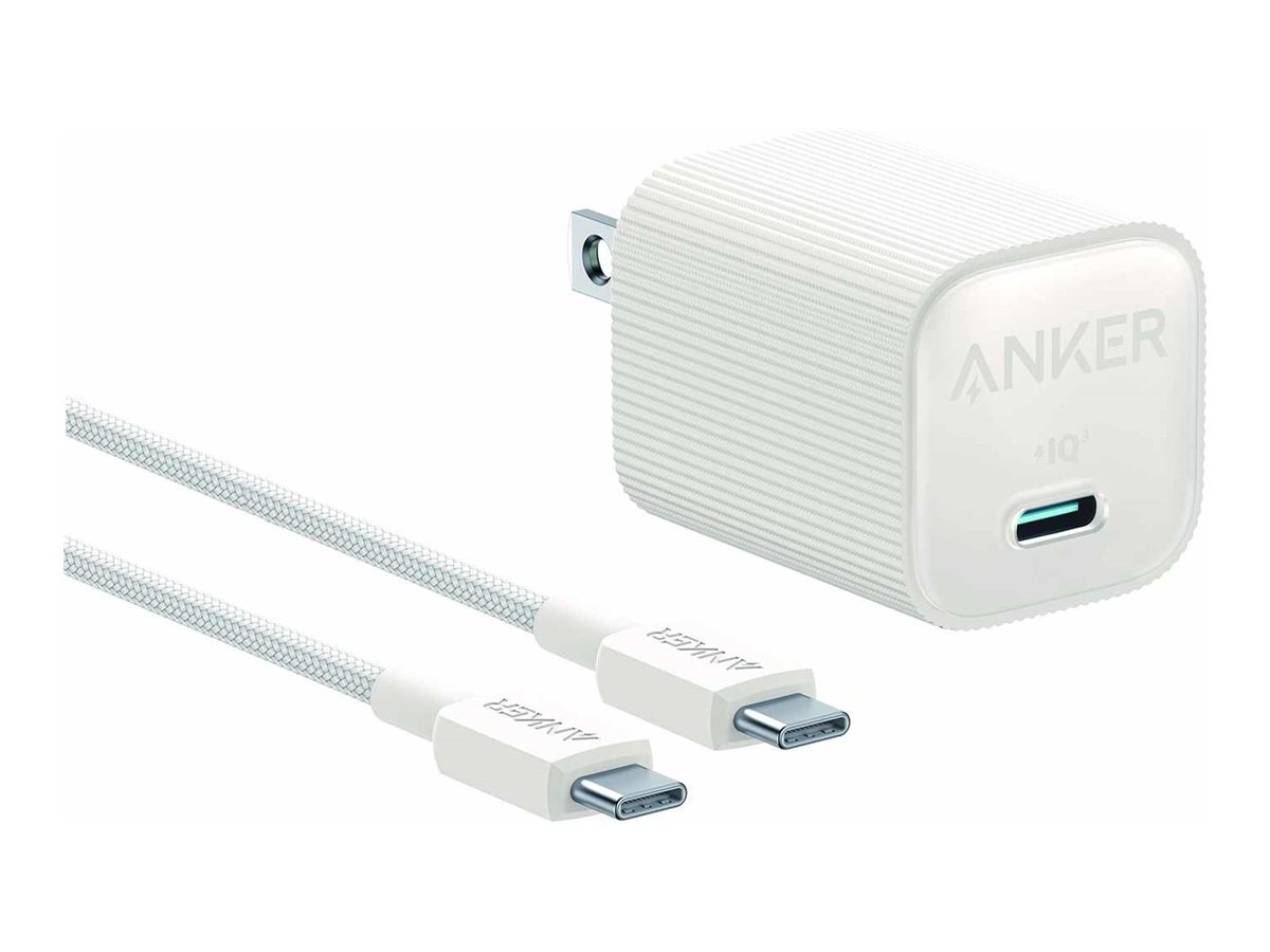 Anker Nano power adapter - with AKSD 3ft C-C Eco Braided Cable - 24 pin USB-C - 30 Watt
