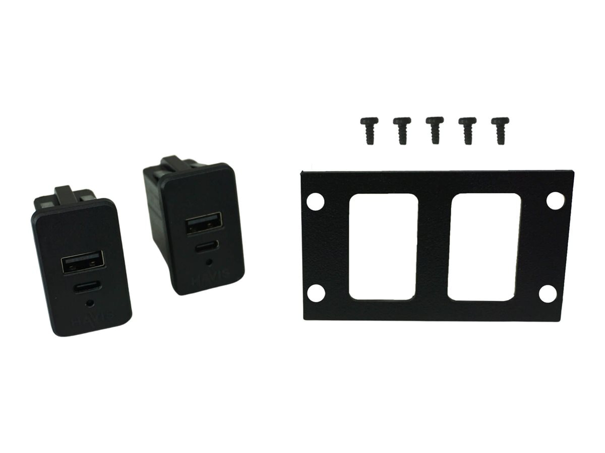 Havis - adapter bracket for car console - with 2 USB-C & USB Type-A dual port chargers