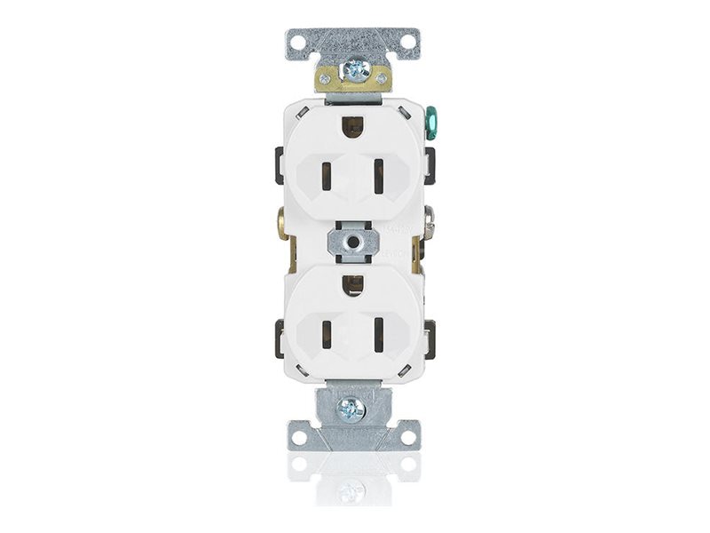 Leviton - power socket mechanism - commercial grade, self-grounding - 2 power sockets - white