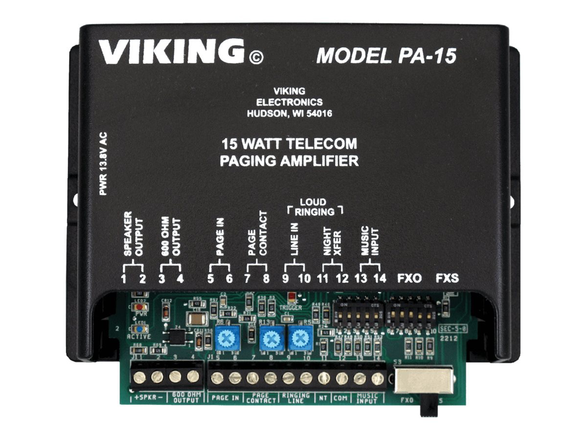 Viking PA-15 - paging amplifier / loud ringer for paging system - 15W