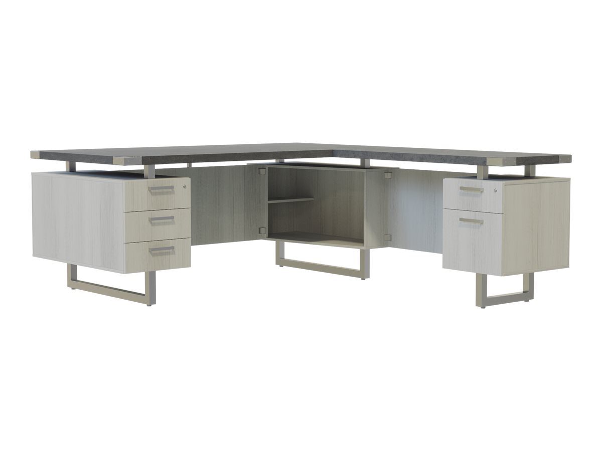 Safco Mirella - desk - L-shaped - stone gray