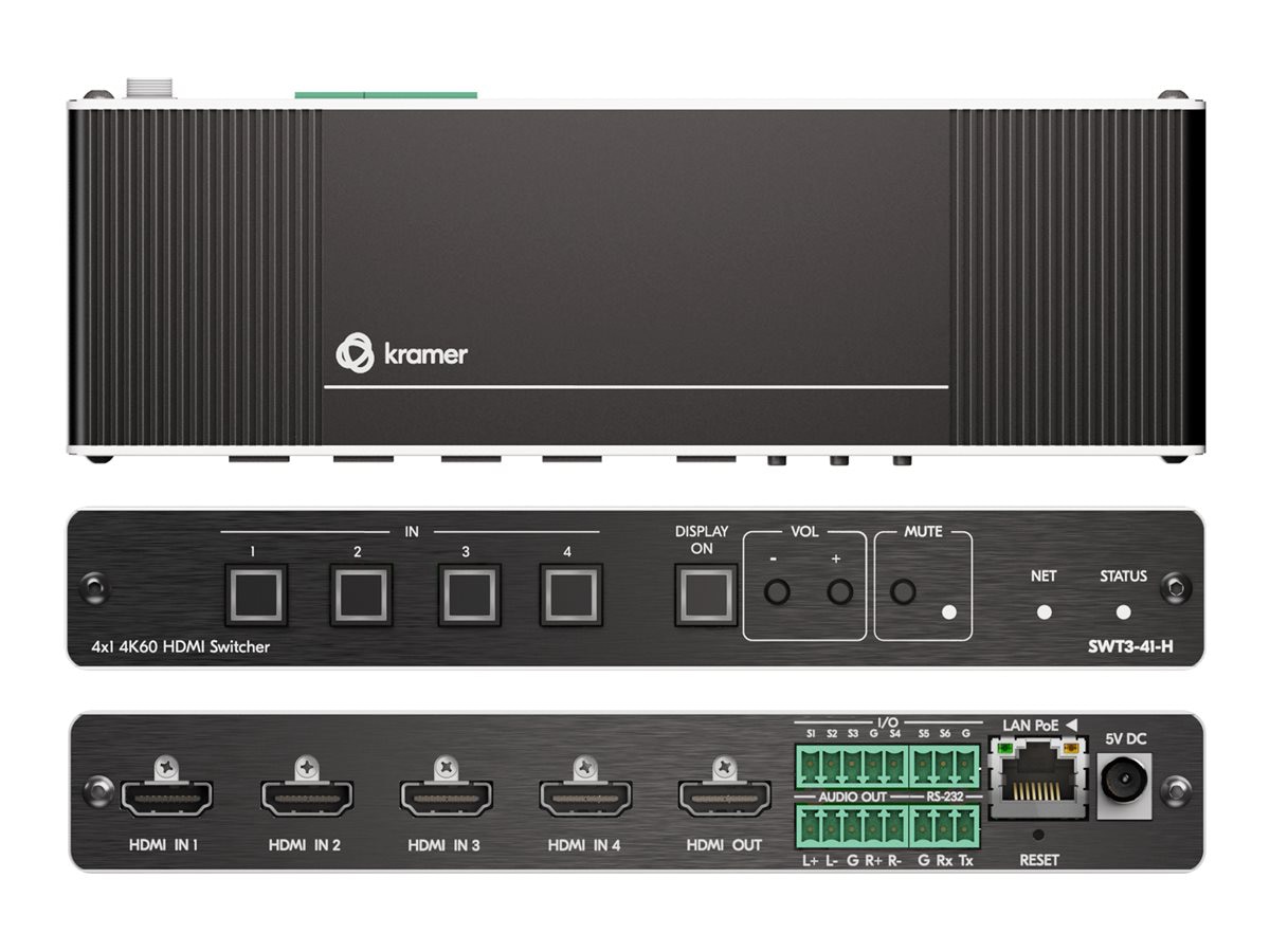 Kramer SWT3-41-H - video/audio switch - 4K60 - 4 x 1 - 4 ports