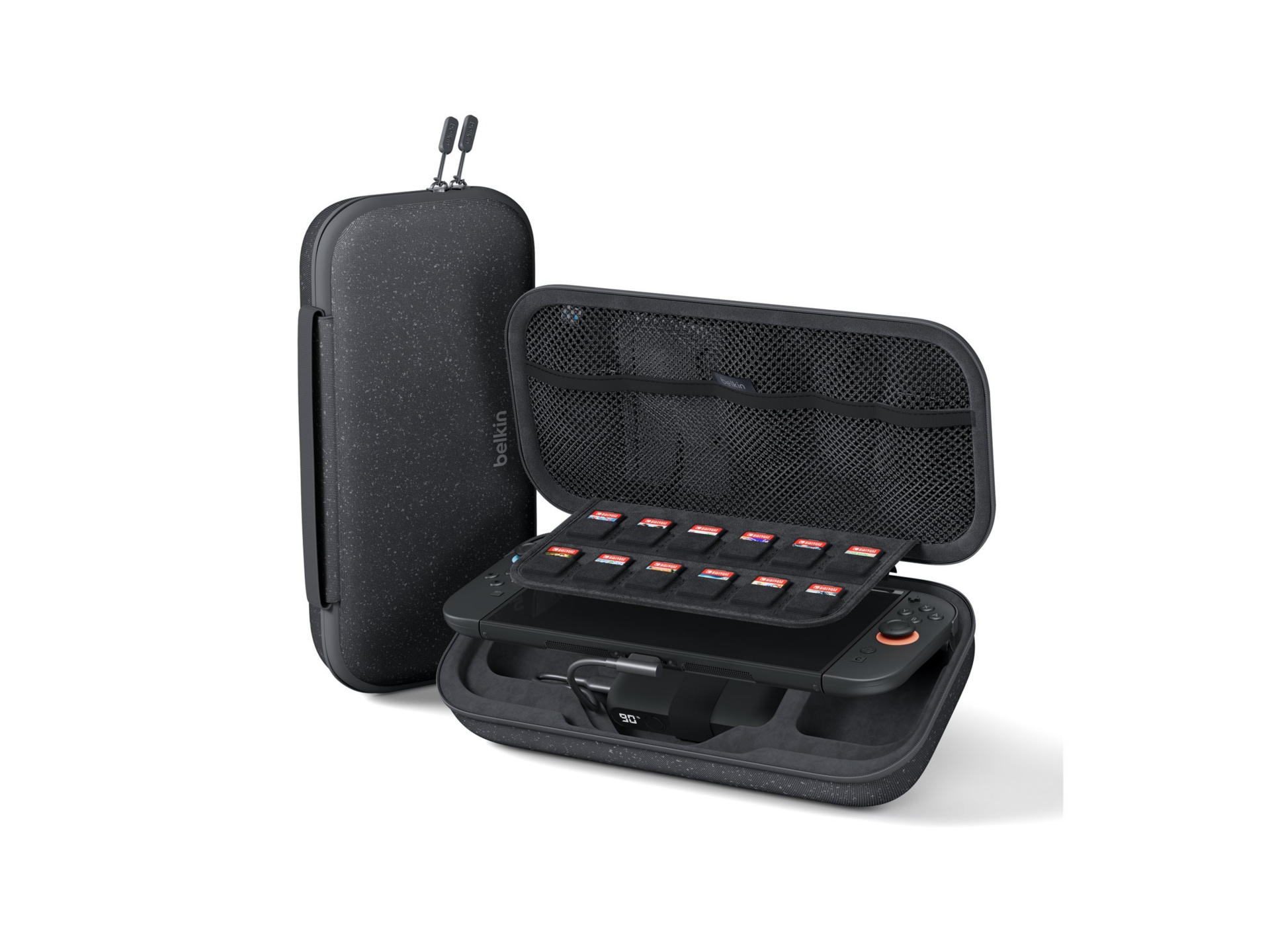 Belkin Charging Case for Nintendo Switch 2 w/ Handle - 10K mAh Power Bank + USB-C Cable - Game Card Storage - Charcoal