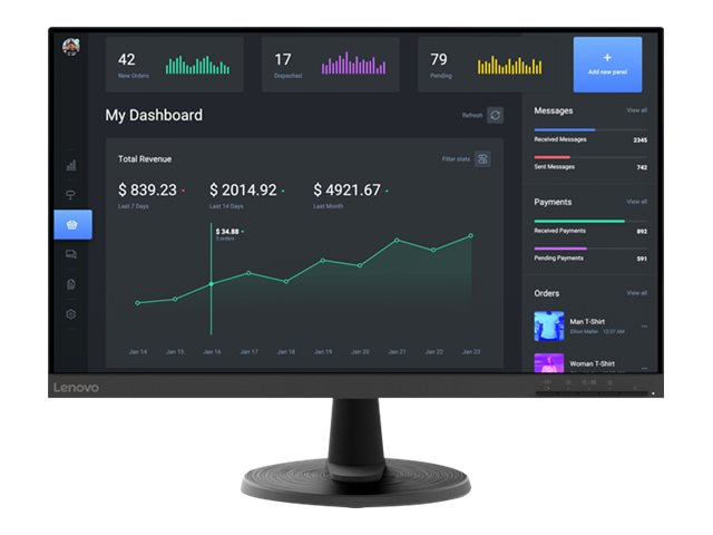 Lenovo D24-40 23.8" FHD VA Monitor – 75Hz – AMD FreeSync – HDMI & VGA