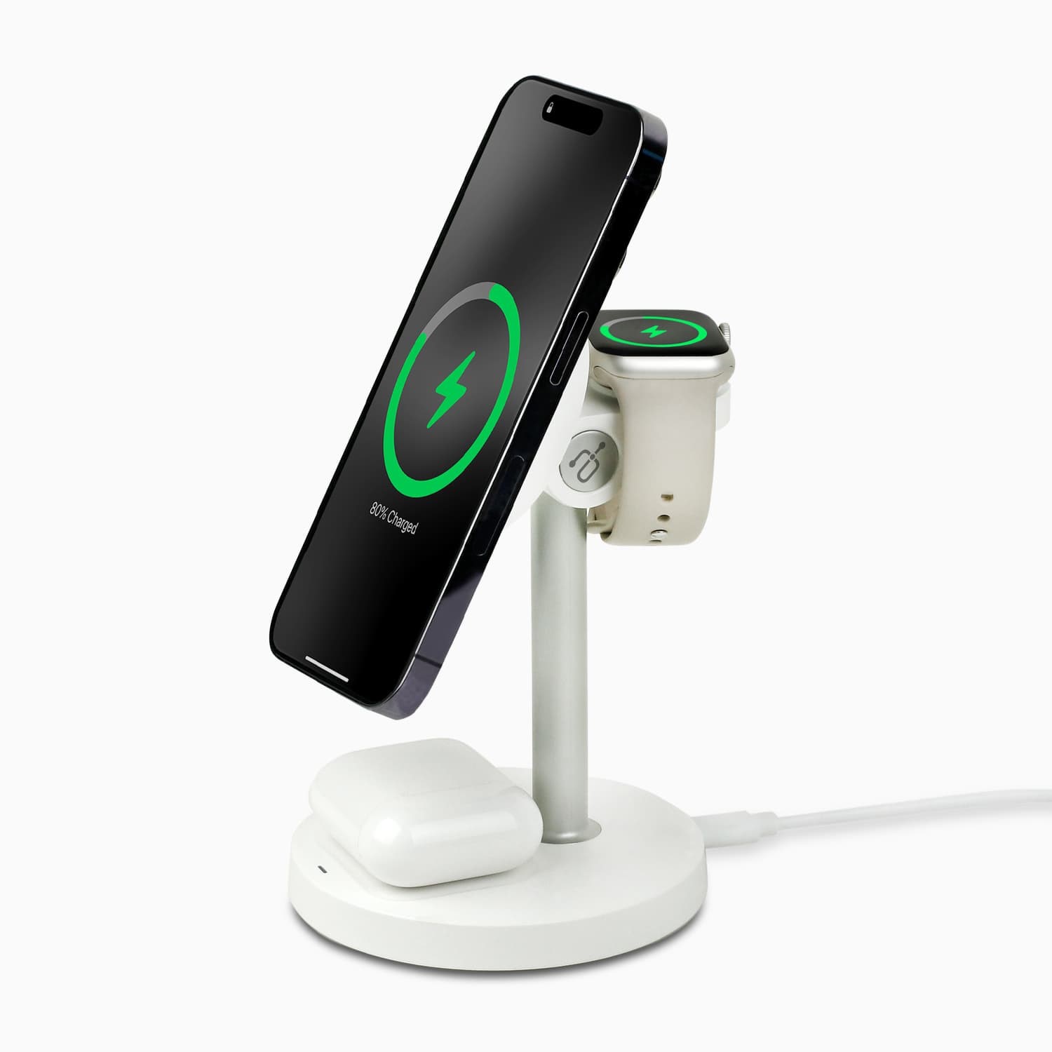 Aluratek 3-in-1 Qi2 Wireless 15W Charging Stand