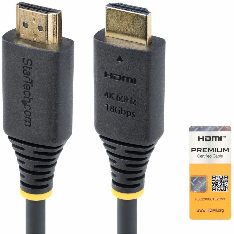 StarTech.com 1.6ft (50cm) Premium Certified High Speed HDMI Cable, 4K 60Hz/