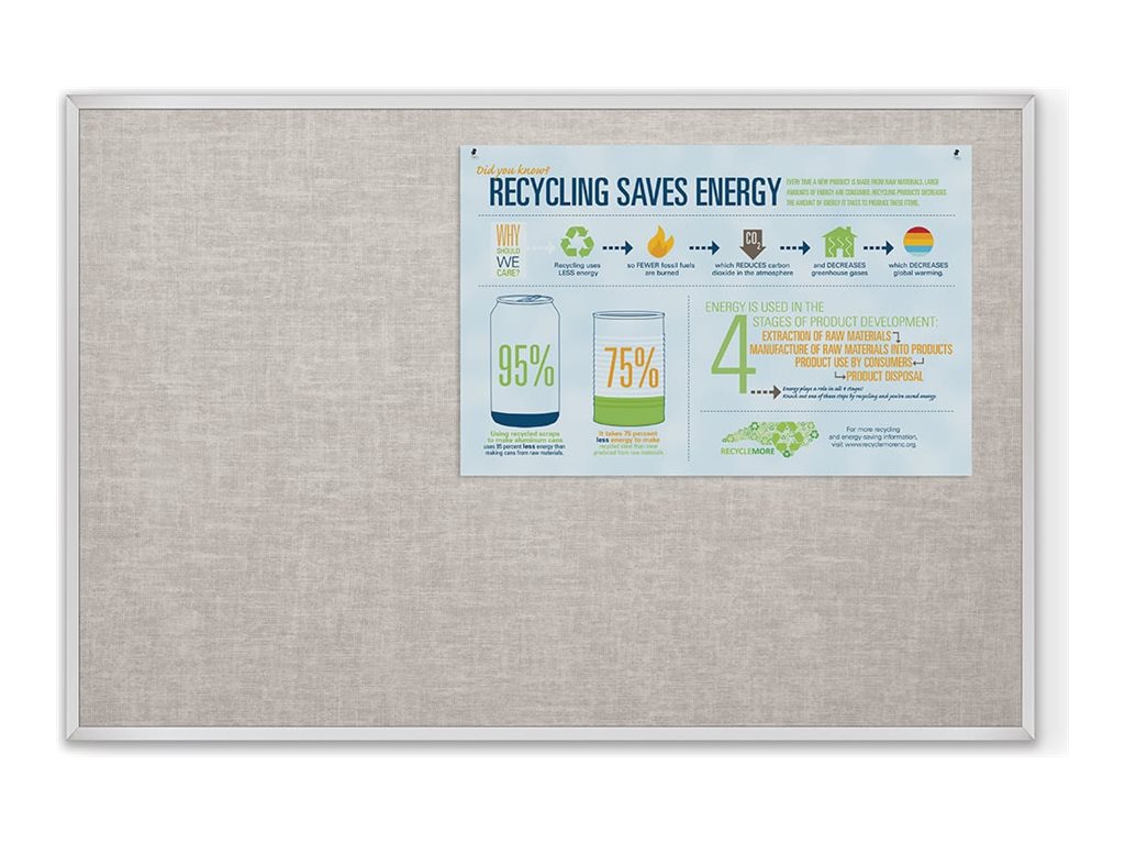 MooreCo Vin-Tak bulletin board - 48 in x 95.98 in - sterling