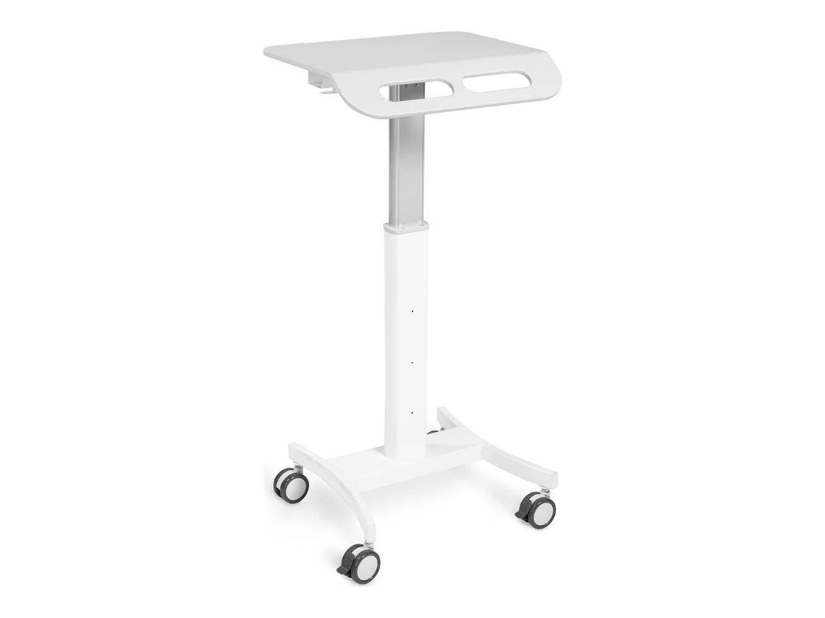 Luxor Vitalize Laptop Cart - Adjustable Height Rolling Medical Cart - White
