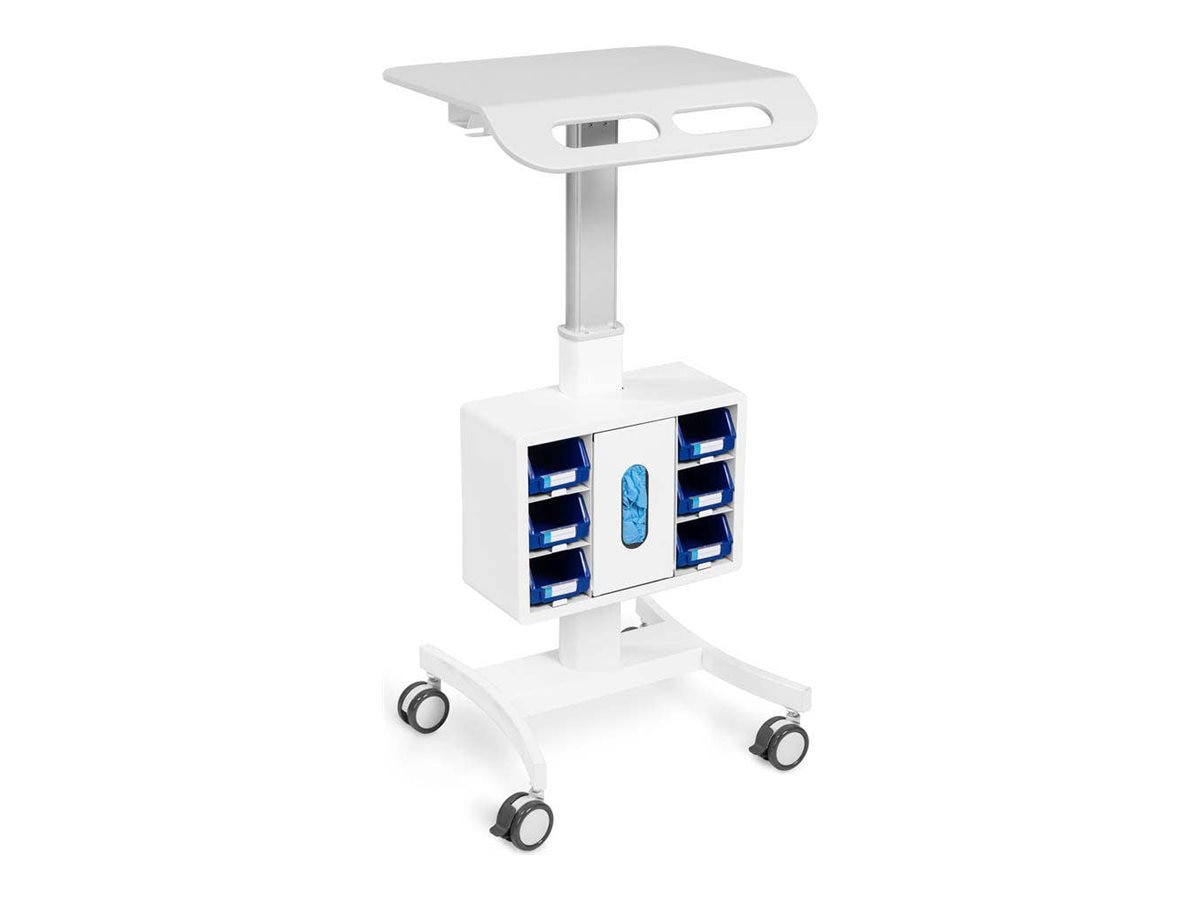 Luxor Vitalize Laptop Cart - Rolling Medical Cart with Storage - White