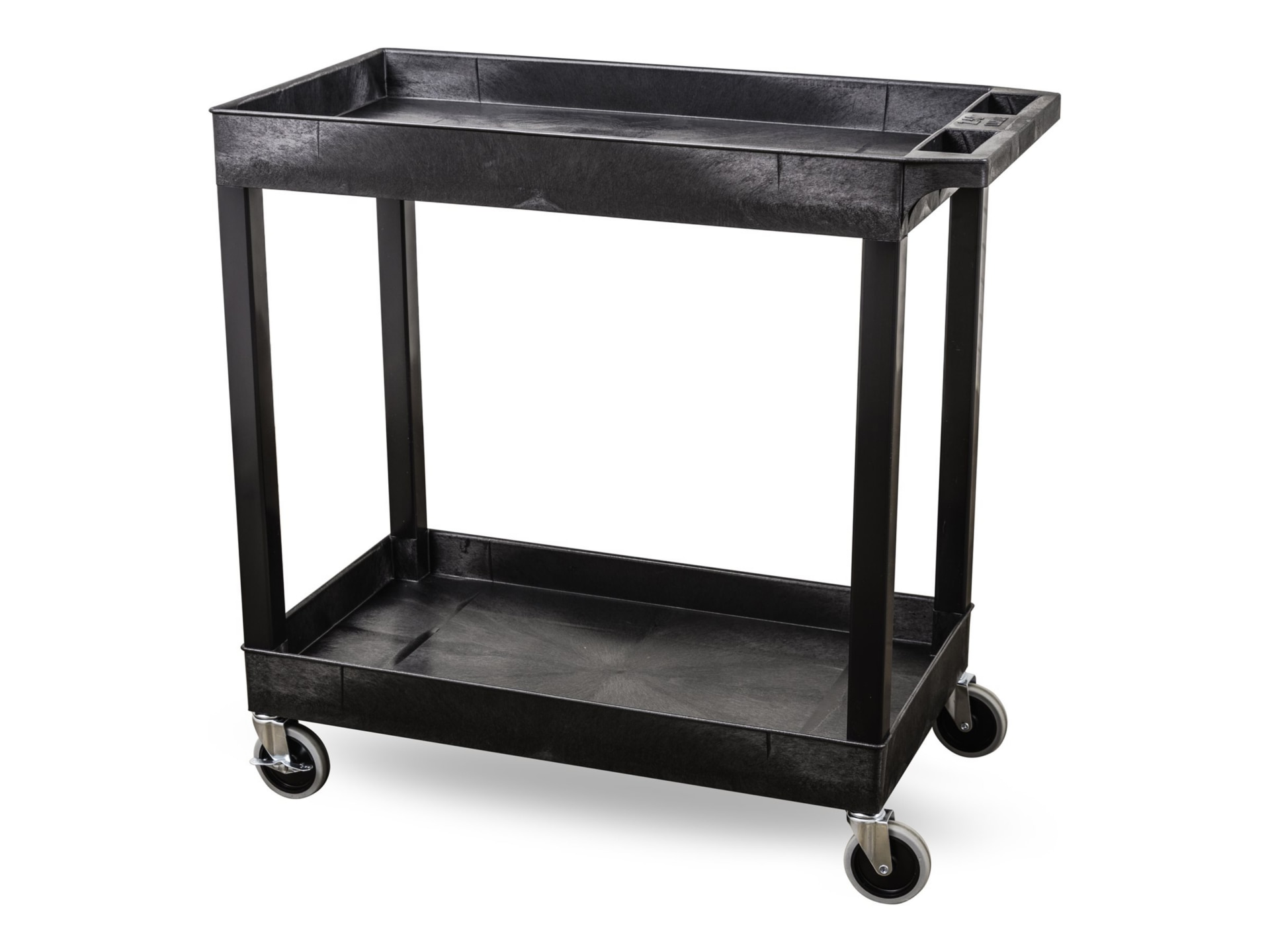 Luxor TUFFY XL Two-Shelf Multi-Purpose Utility Cart - 32" x 18" - Black Tub Shelves