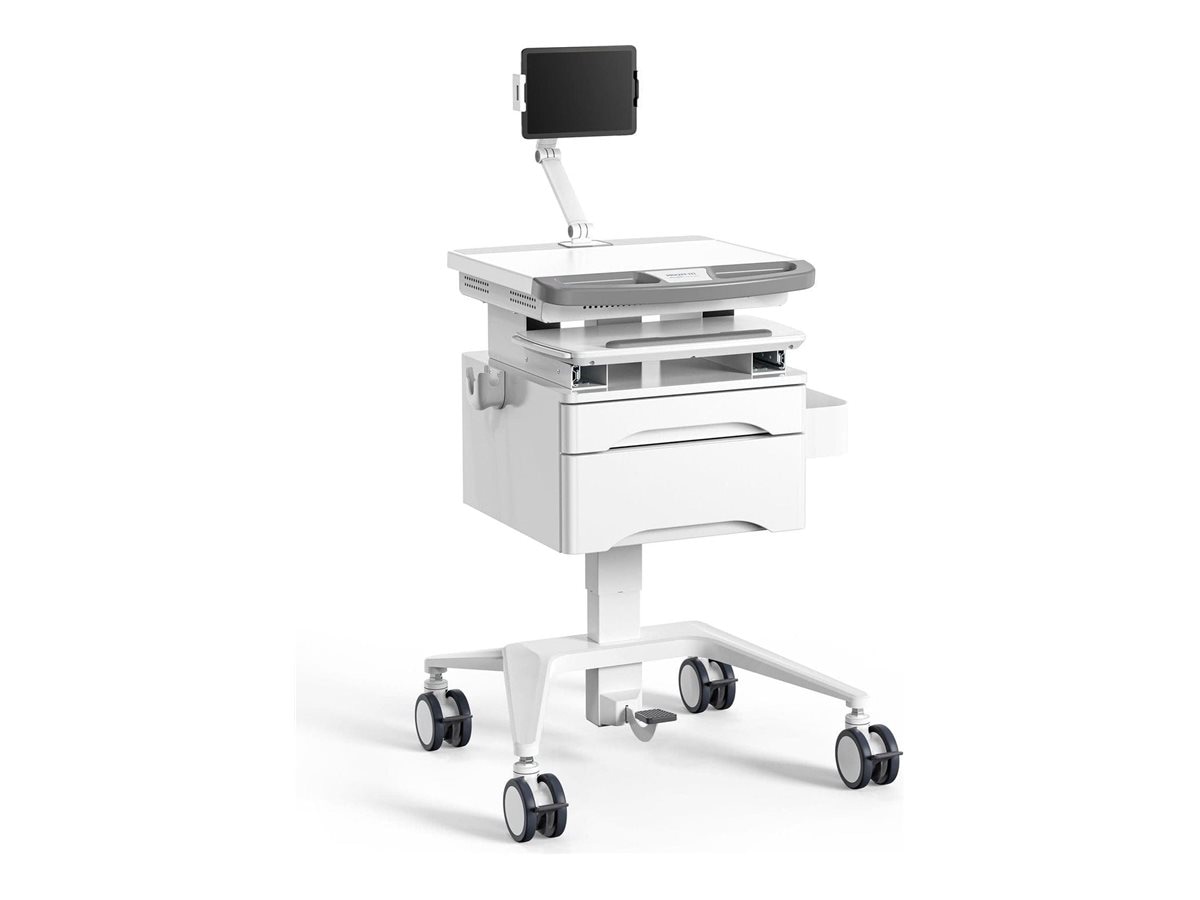 Mount-It! cart - workstation - with drawers and tablet arm - white, gray
