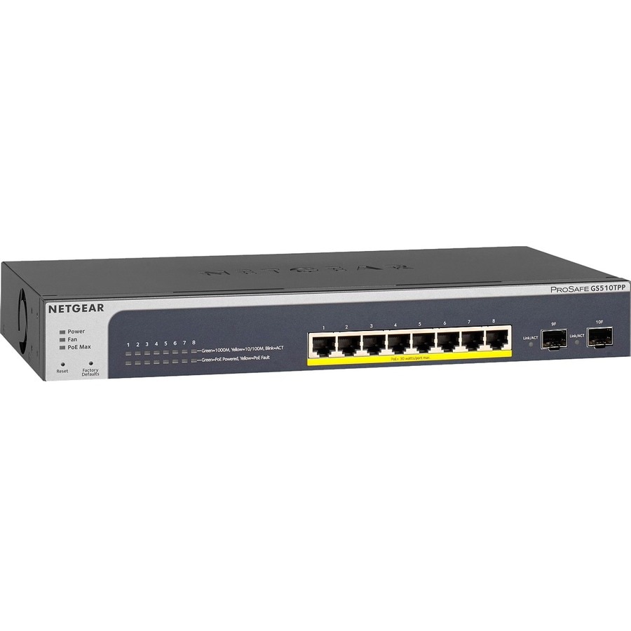 Netgear ProSAFE 8-Port PoE+ Gigabit Smart Managed Switch with 2 SFP Ports (